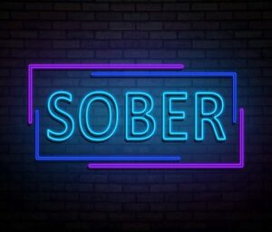 Neon sign reading, SOBER
