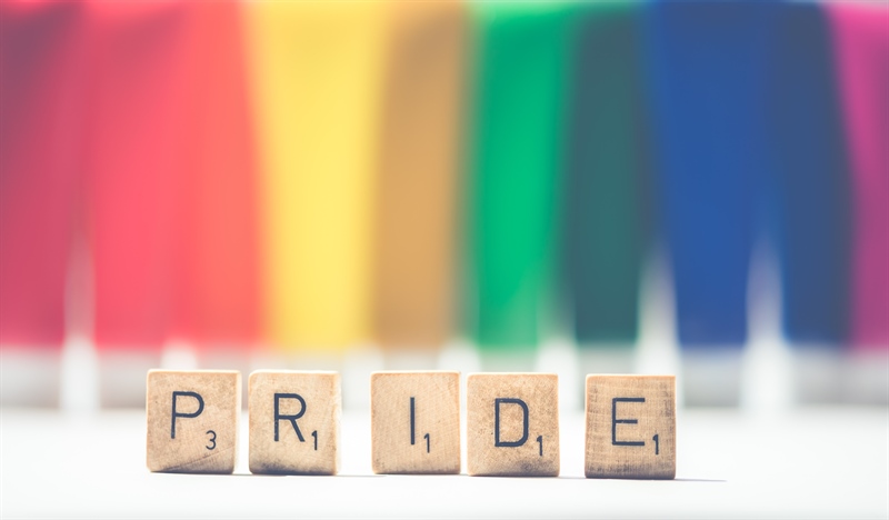 Scrabble letters spelling PRIDE