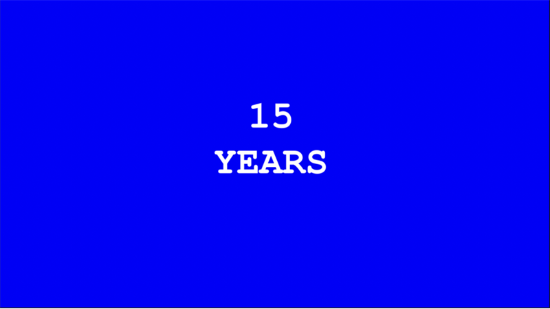 Text reading, 15 YEARS