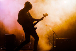 Bassist at a rock concert