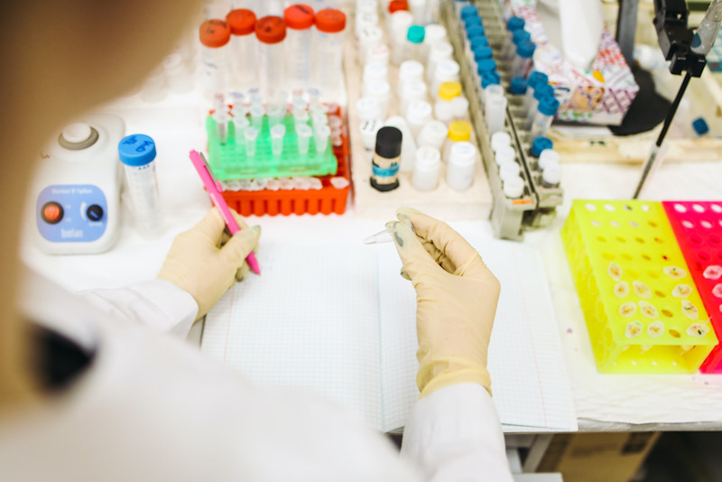 Scientist working with lab materials