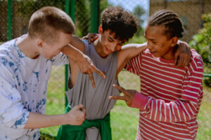 Three teenage boys having fun without drugs