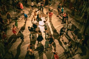 People dancing at a sober party