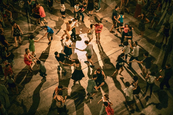 People dancing at a sober party