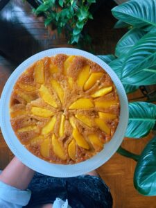 Sticky peach cake